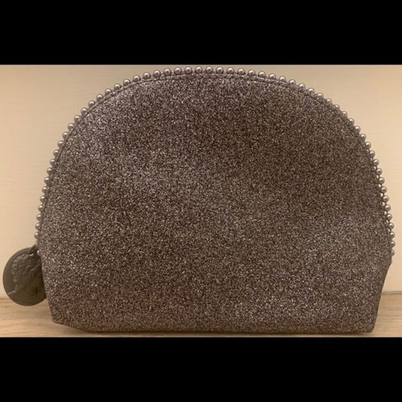 MAC Cosmetics Metallic Gray Silver glitter cosmetics bag x2 - Picture 1 of 2